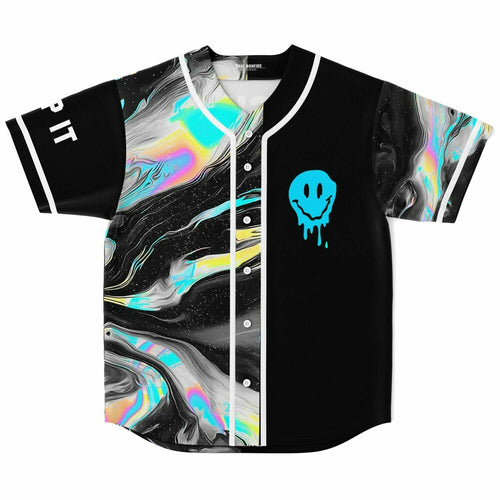 Black Holographic Liquid Rave Baseball Jersey