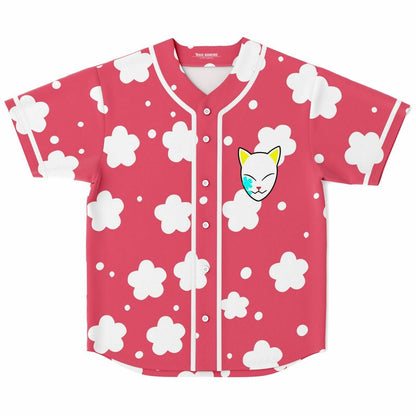 Coral Pink White Flower Rave Baseball Jersey