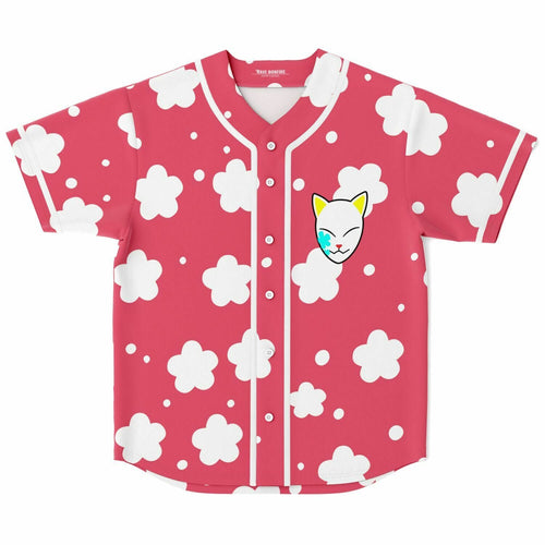 Coral Pink White Flower Rave Baseball Jersey