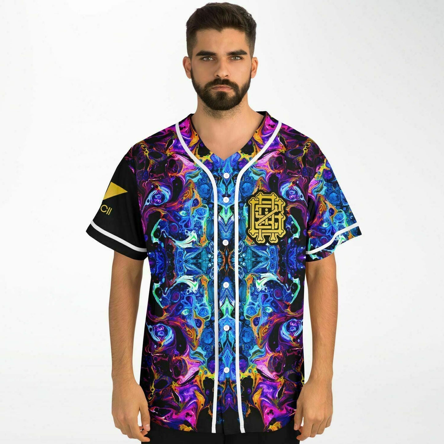 GRiZ Vivid Psychedelic Kaleidoscopic Mirrored Rave Baseball Jersey