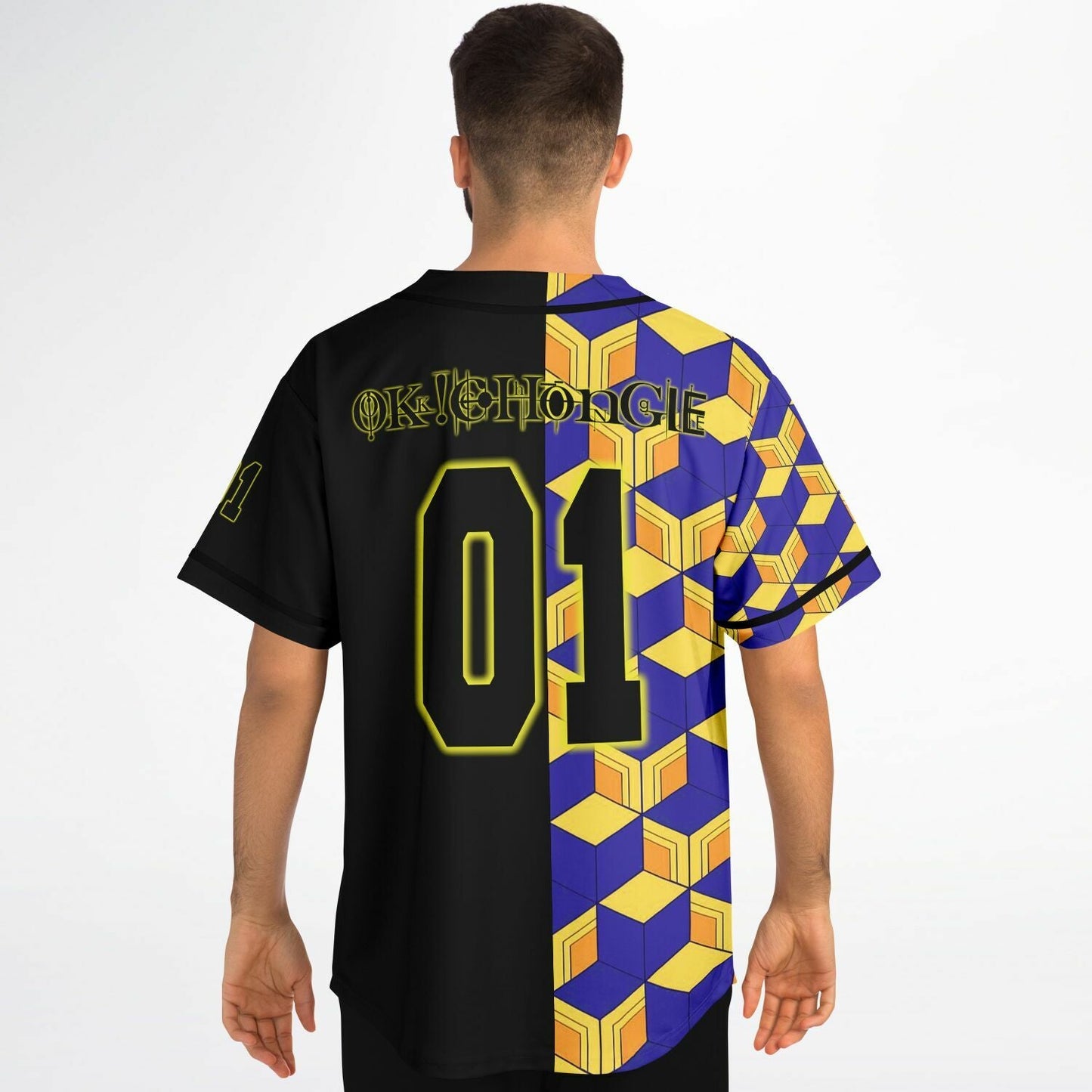 Purple Yellow Geometric Rave Baseball Jersey