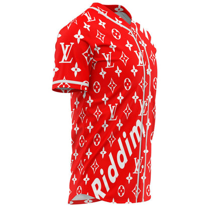 Red Louis Vuitton Rave Baseball Jersey
