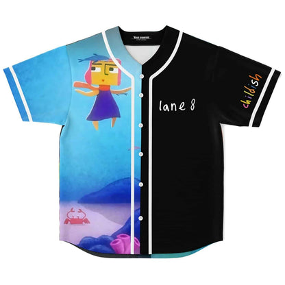 Lane 8 Half Black Illustrated Cartoon Rave Baseball Jersey