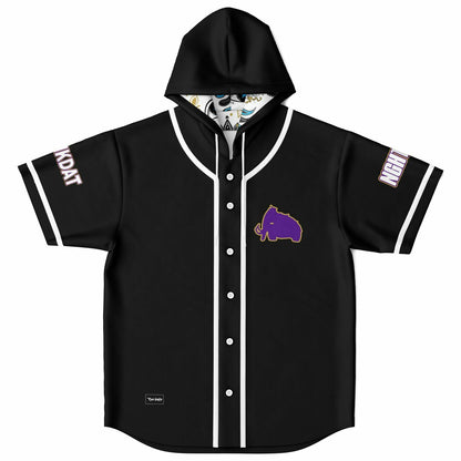 Wooli Black Sports Name Rave Hooded Baseball Jersey