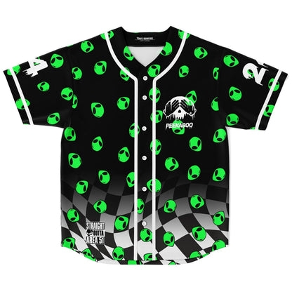 Black Repeating Green Rave Baseball Jersey