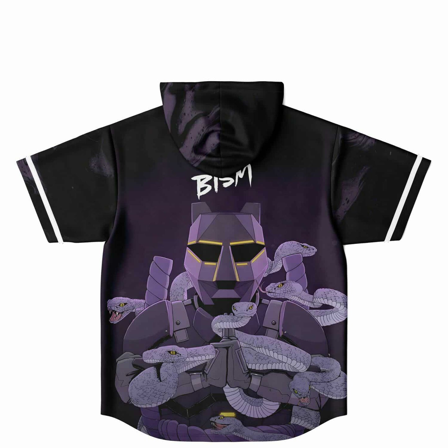 Kai Wachi Black Dark Purple Rave Hooded Baseball Jersey
