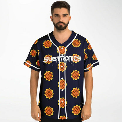 Subtronics Navy Blue Repeating Orange Rave Baseball Jersey