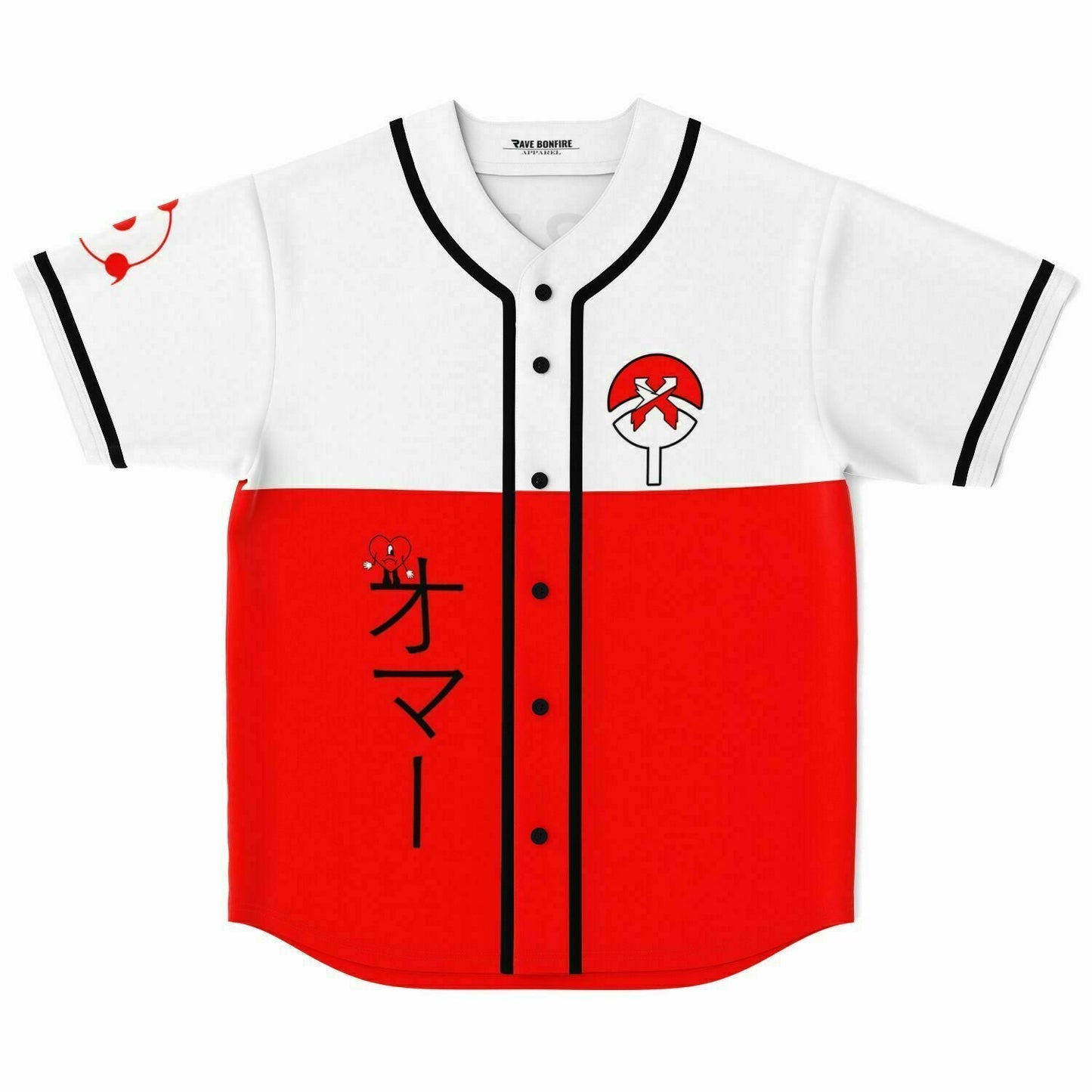 White Red Naruto Uchiha Rave Baseball Jersey