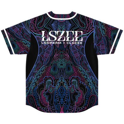 LSZEE Black Symmetrical Psychedelic Rave Baseball Jersey