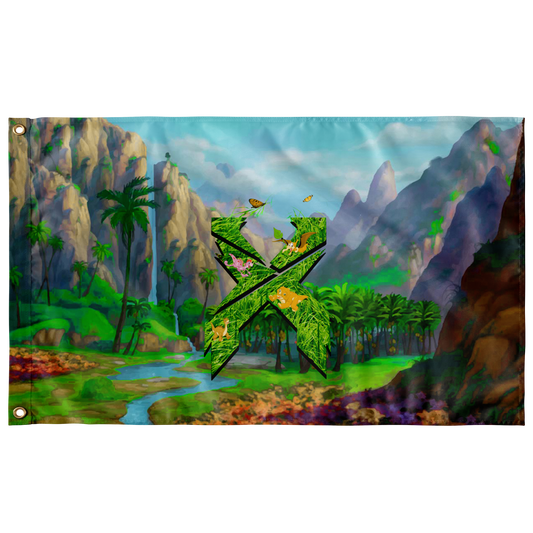 Green Fantasy Jungle Rave Flag