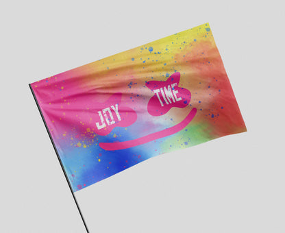 Marshmello Rainbow Tie Marshmallow Head Rave Flag