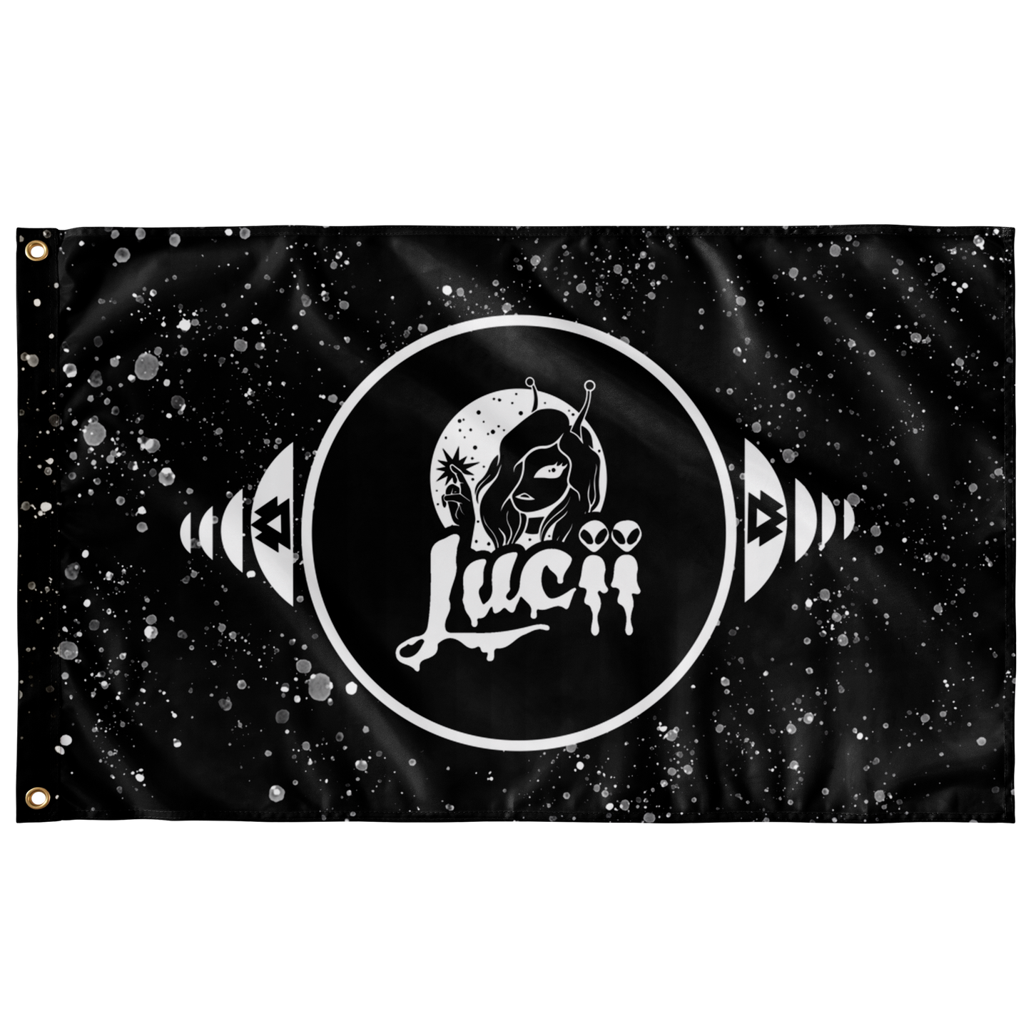 Lucii Black Circular Badge Rave Flag