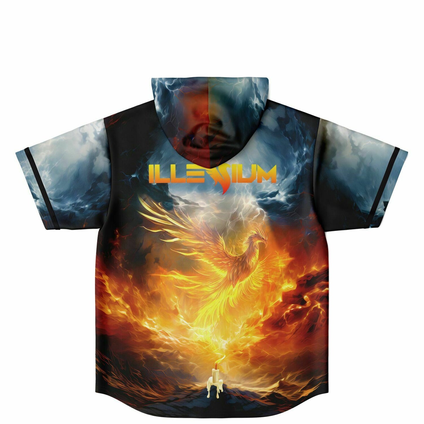 Illenium Orange Fiery Flaming Phoenix Rave Hooded Baseball Jersey