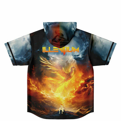 Illenium Orange Fiery Flaming Phoenix Rave Hooded Baseball Jersey