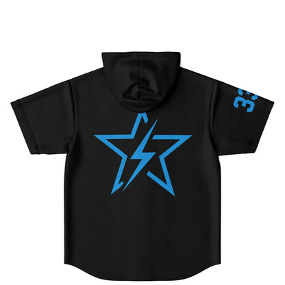 Black Five Point Rave Hooded Baseball Jersey