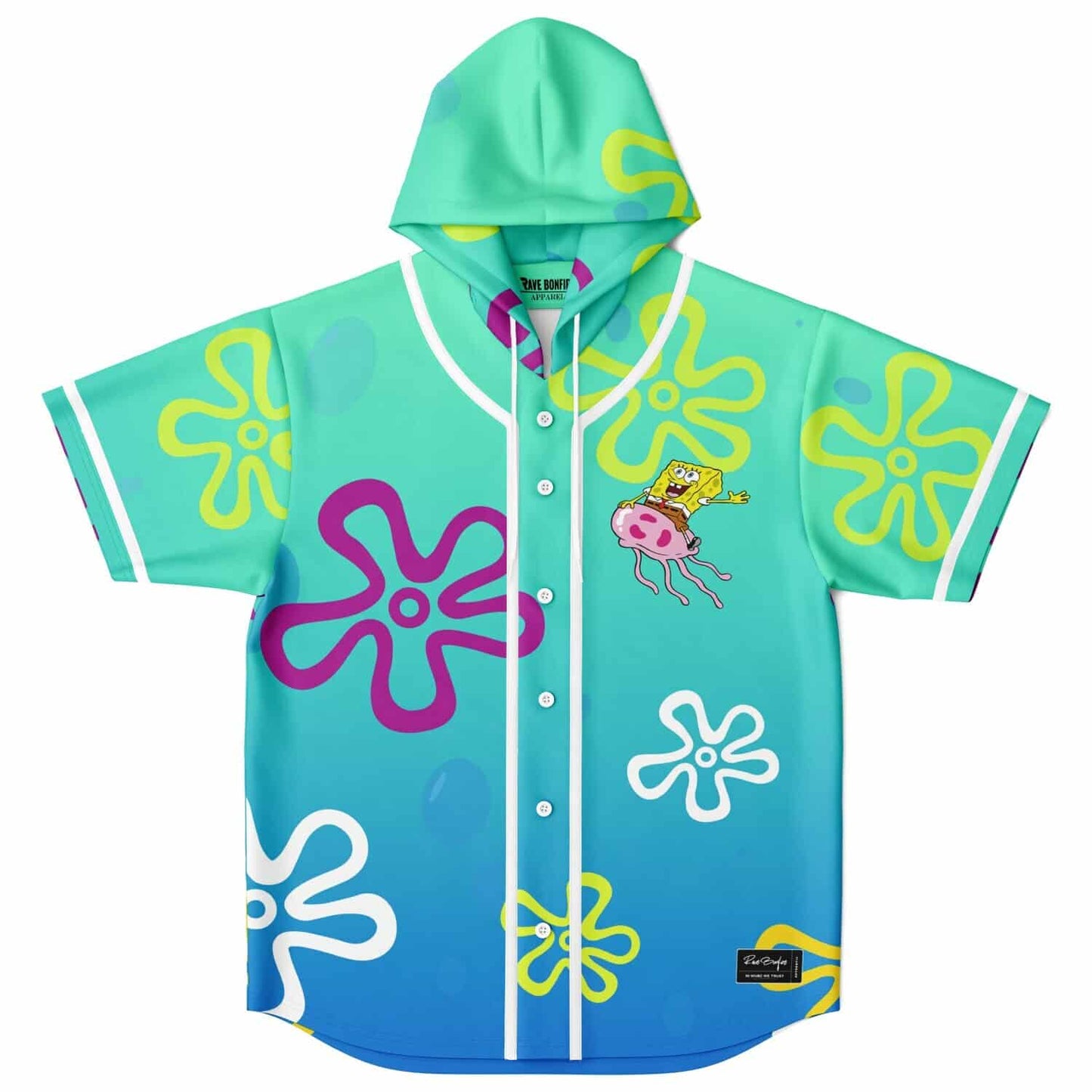 Subtronics Black Green Deep Space Rave Hooded Baseball Jersey