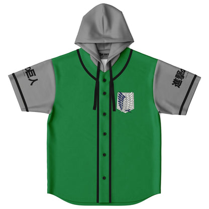 Kelly Green Attack Titan Rave Hooded Baseball Jersey