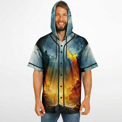 Illenium Orange Fiery Flaming Phoenix Rave Hooded Baseball Jersey