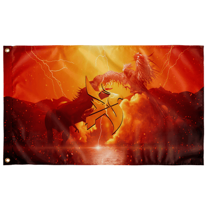 Fiery Orange Epic Fantasy Rave Flag