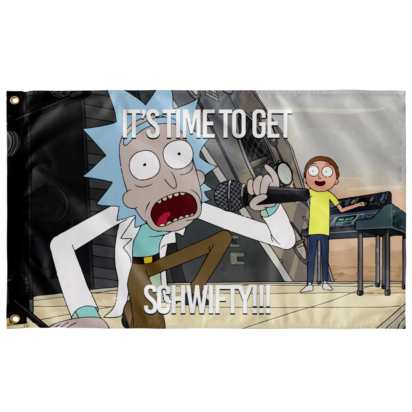 Muted Desert Cartoon Scientist Rave Flag