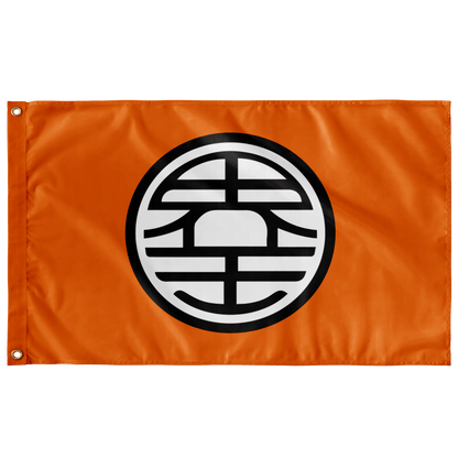 Orange Circular Kanji Rave Flag