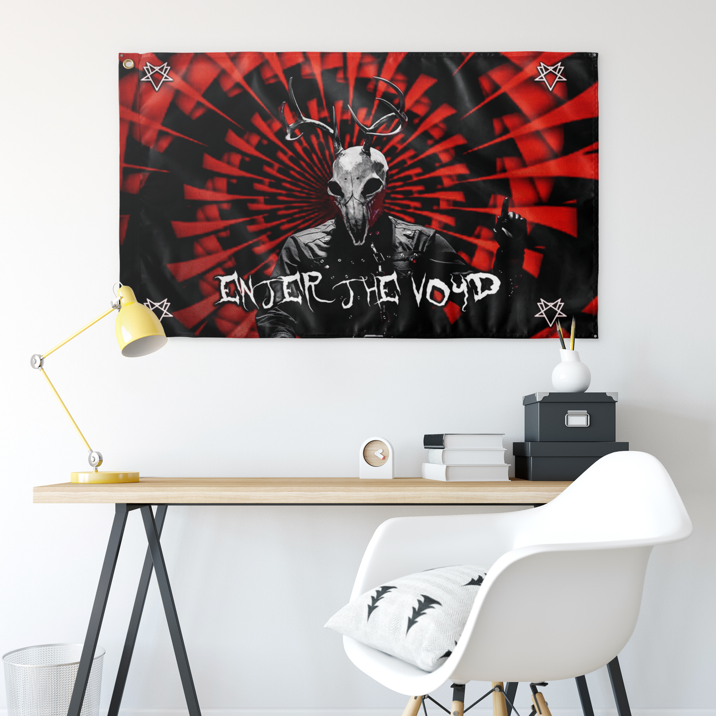 Black Red Menacing Figure Rave Flag