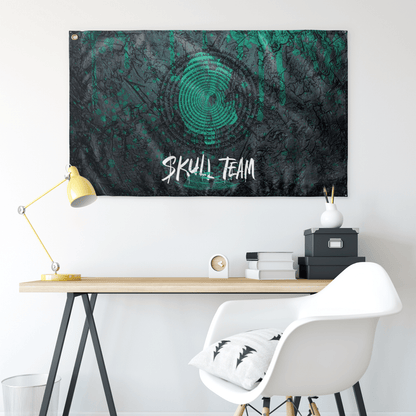 Black Dark Concentric Spiral Rave Flag