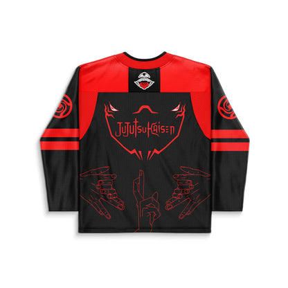 Black Red Stylized One Rave Hockey Jersey