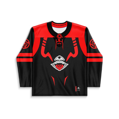 Black Red Stylized One Rave Hockey Jersey