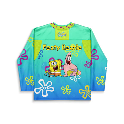 Aqua Blue Spongebob Patrick Rave Hockey Jersey