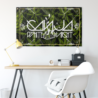 Ganja White Night Dark Green Cannabis Rave Flag