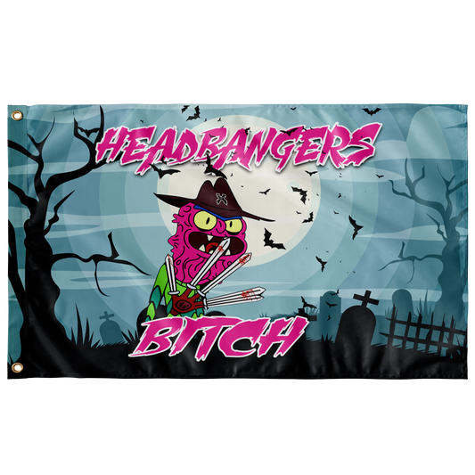 Pale Teal Cartoon Zombie Rave Flag