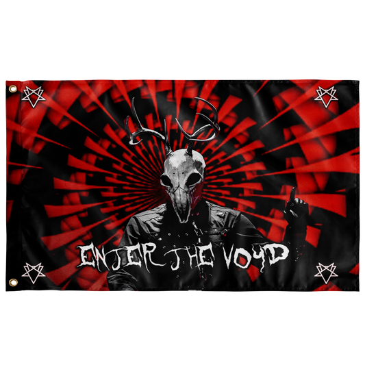 Black Red Menacing Figure Rave Flag