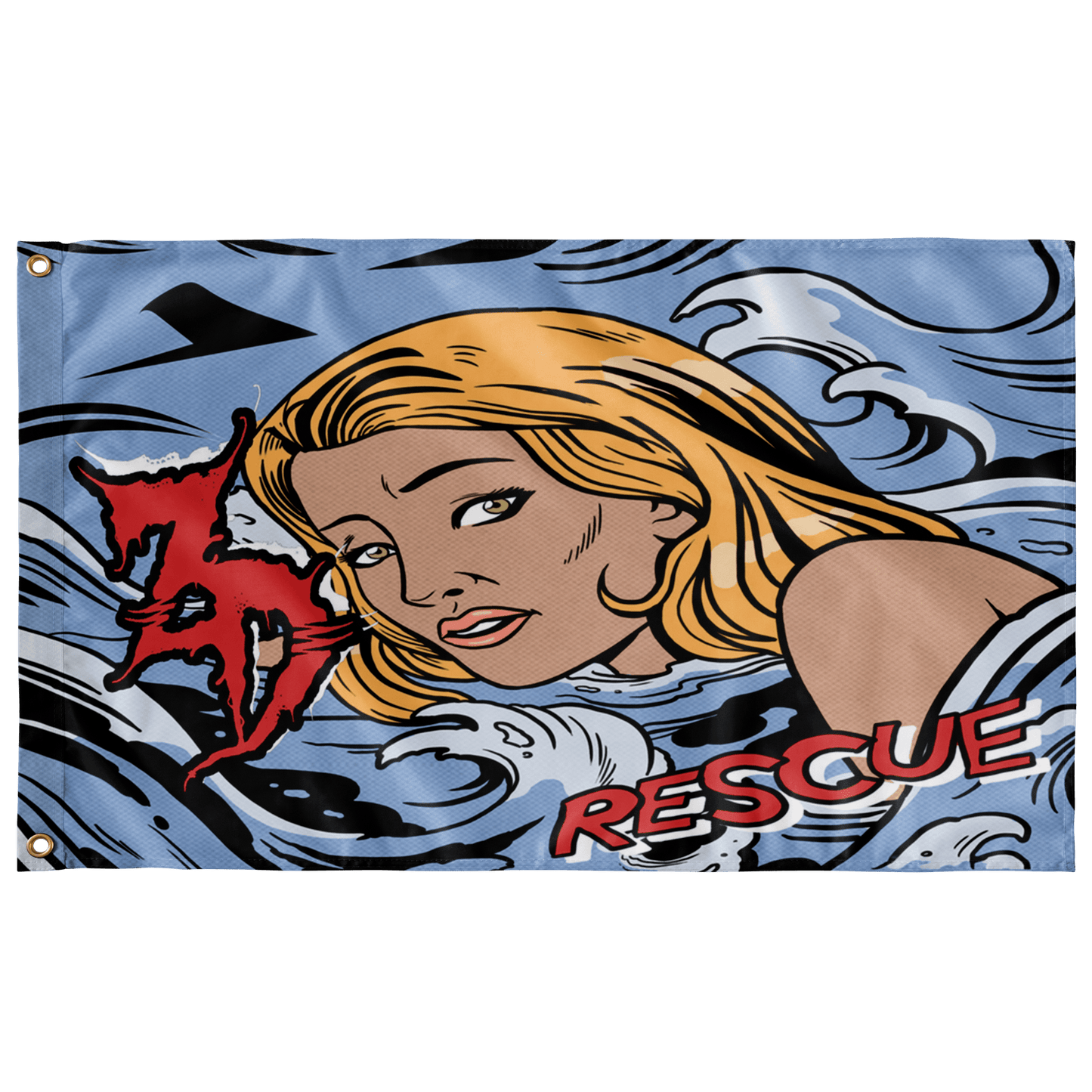 Light Blue Comic Pop Rave Flag